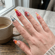 Abstract Bloom crystal nail design – handmade press-on nails by Handora