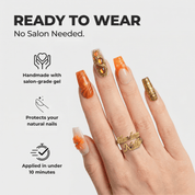 Amber Bloom press-on nails – design close-up by Handora