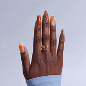 Amber Bloom floral nail design – handmade press-on nails by Handora
