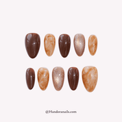 Amber Espresso press-on nails by Handora