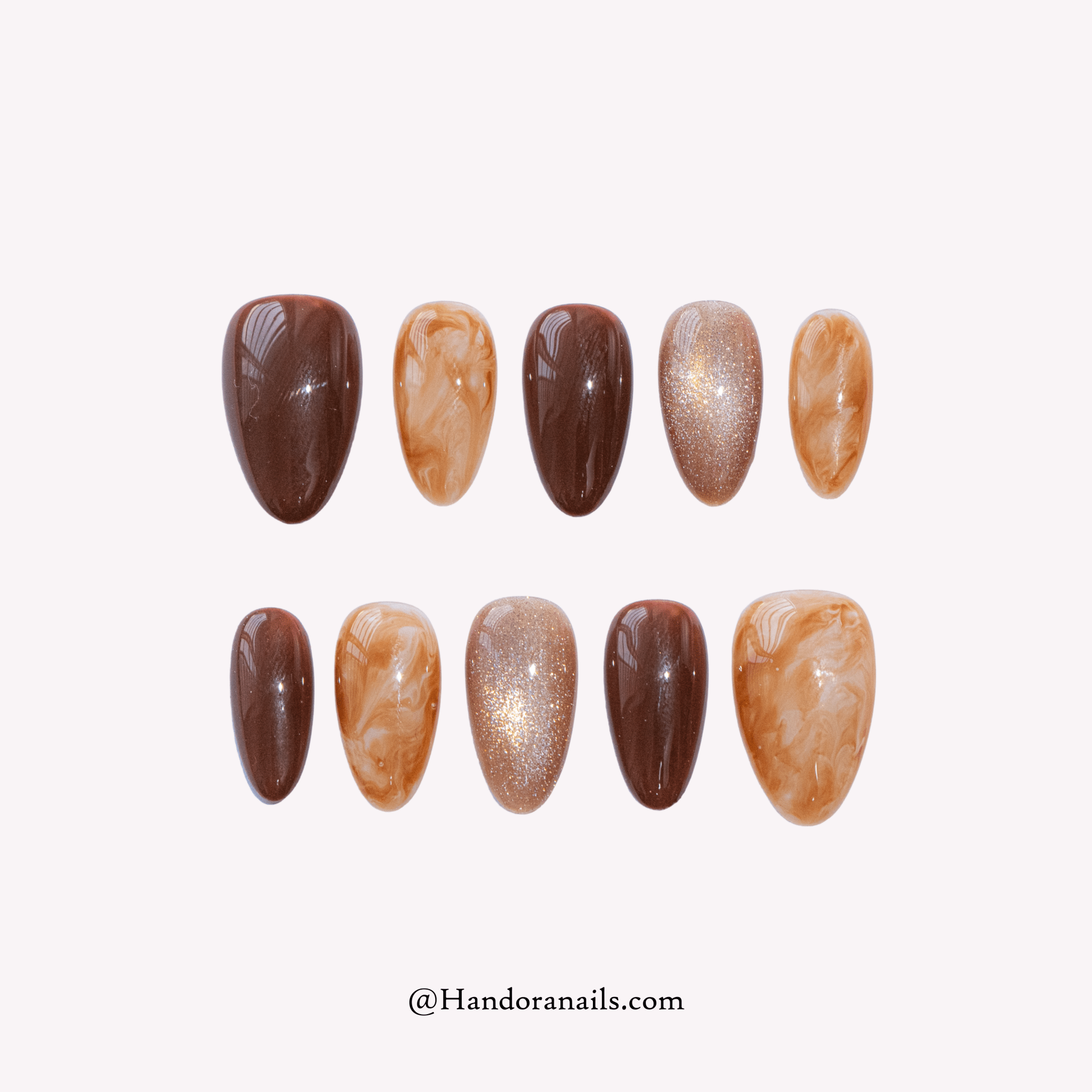 Amber Espresso press-on nails by Handora