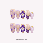 Amethyst Bloom floral press-on nails by Handora