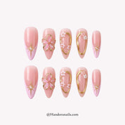 Amethyst Stars stiletto floral press-on nails by Handora