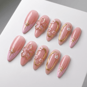 Amethyst Stars stiletto press-on nails – design close-up by Handora