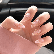 Amethyst Stars floral nail design – handmade press-on nails by Handora