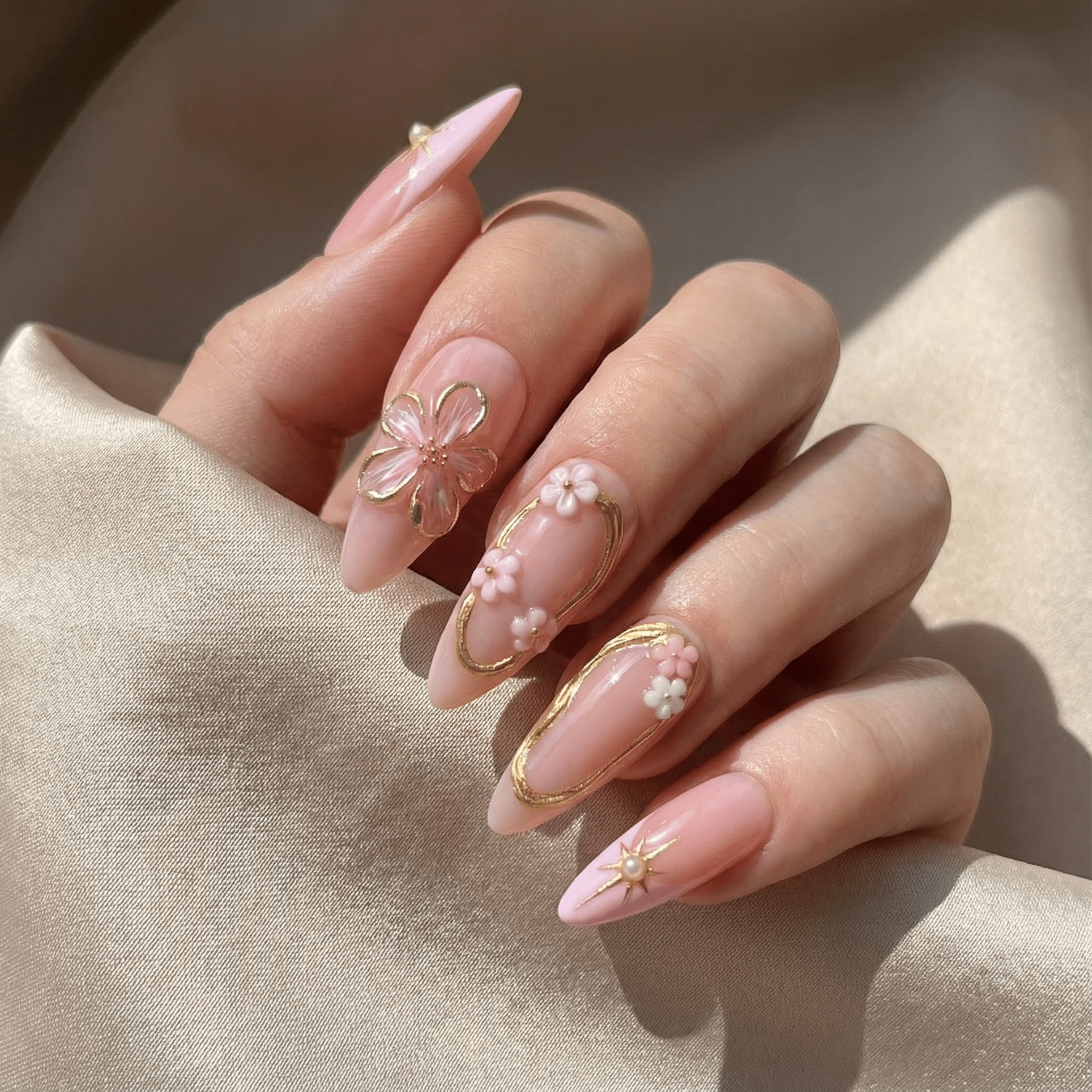 Amethyst Stars press-on nails – hand-painted reusable gel set by Handora