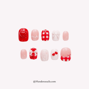 Amour Gingham 3d press-on nails by Handora