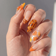 Aperol Spritz french tip nail design – handmade press-on nails by Handora