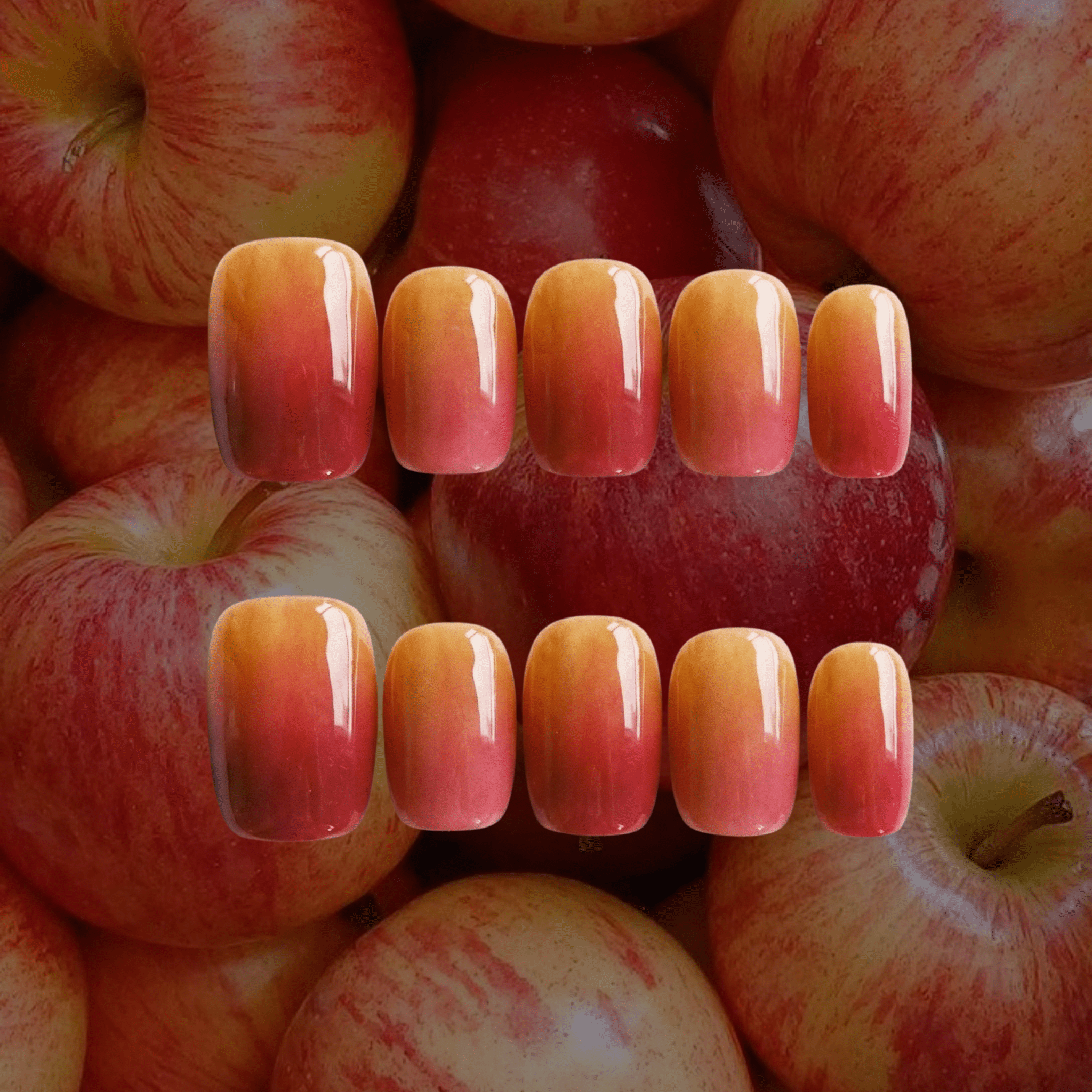 Apple Blush press-on nails – design close-up by Handora