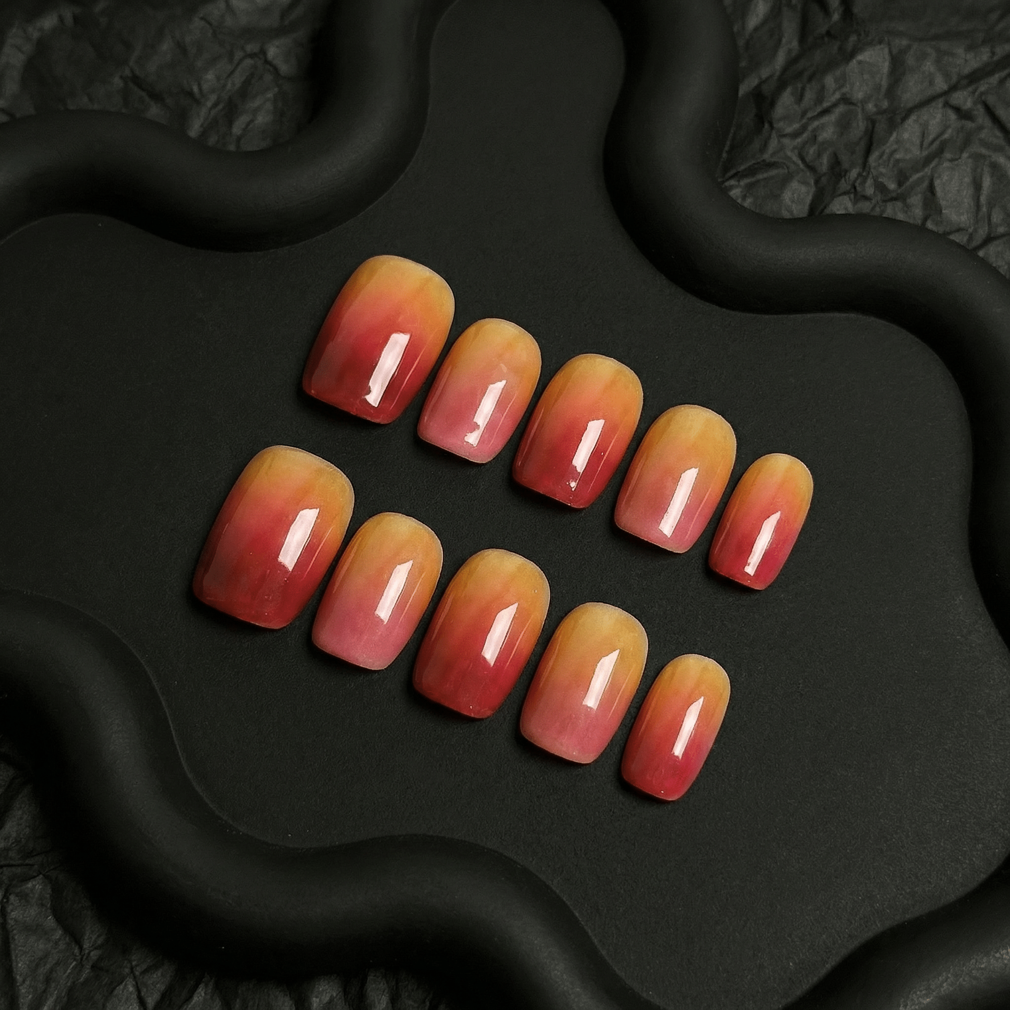 Apple Blush salon-quality handmade press-on nails by Handora