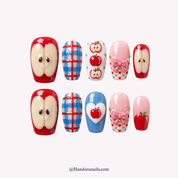 Apple Ribbon kawaii press-on nails by Handora