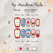 Apple Ribbon salon-quality handmade press-on nails by Handora
