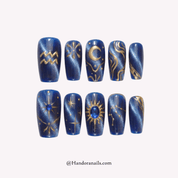 Aqua Cosmic full press-on nail set – sizes XS–L by Handora