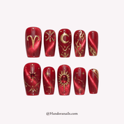 Aries Queen cat eye nail design – handmade press-on nails by Handora