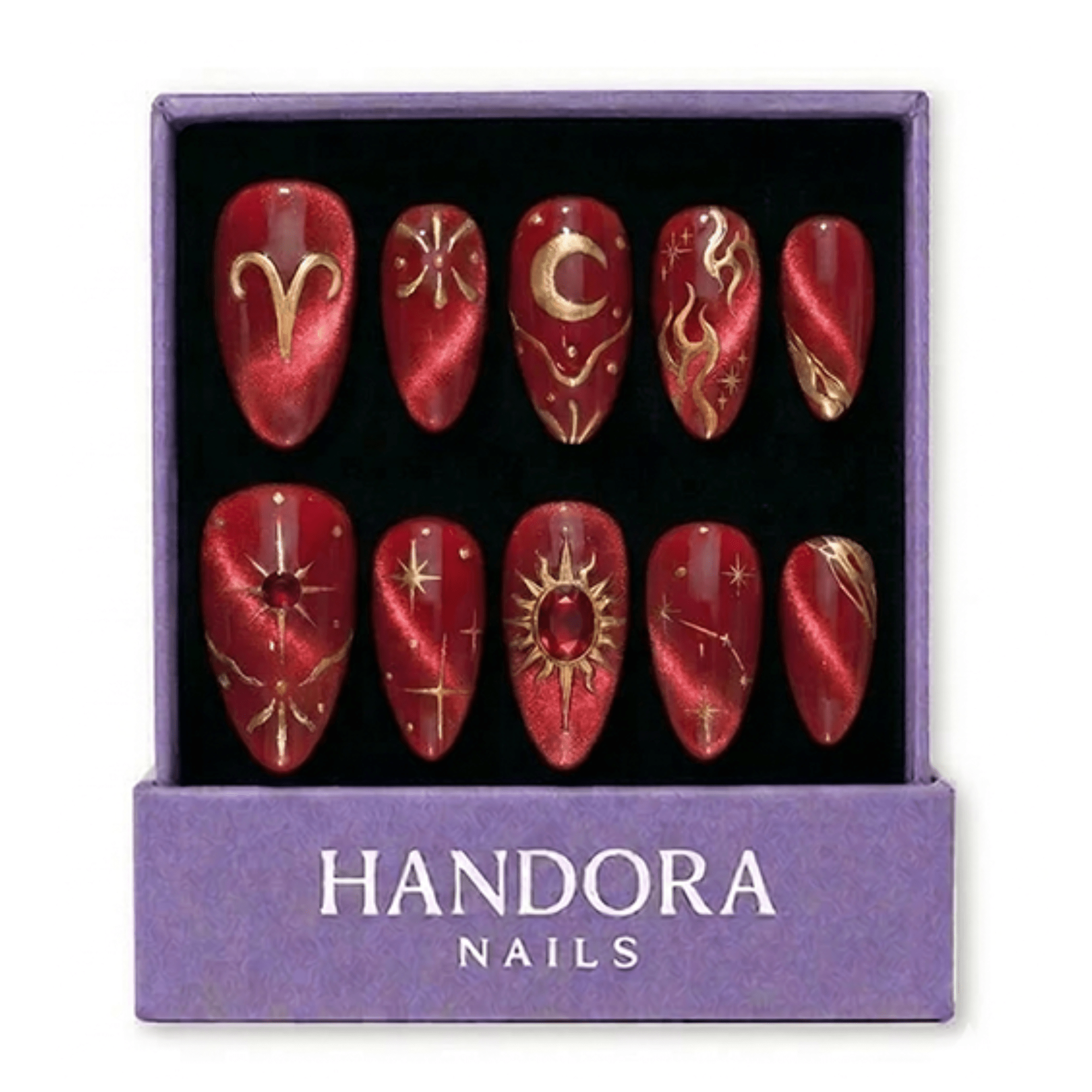 Aries Queen cat eye press-on nails by Handora