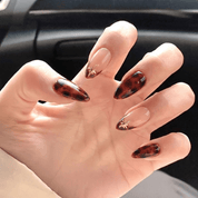 Astral Amber press-on nails – hand-painted reusable gel set by Handora