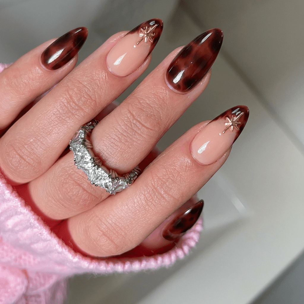 Astral Amber press-on nails – design close-up by Handora