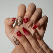 Autumn Bloom press-on nails – design close-up by Handora