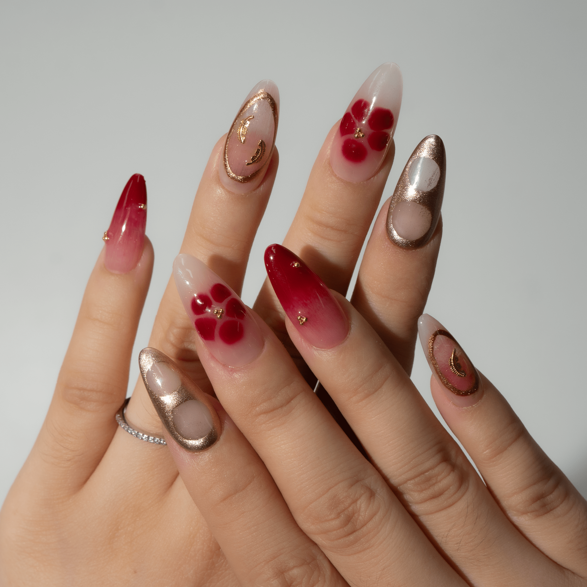 Autumn Bloom autumn nail design – handmade press-on nails by Handora