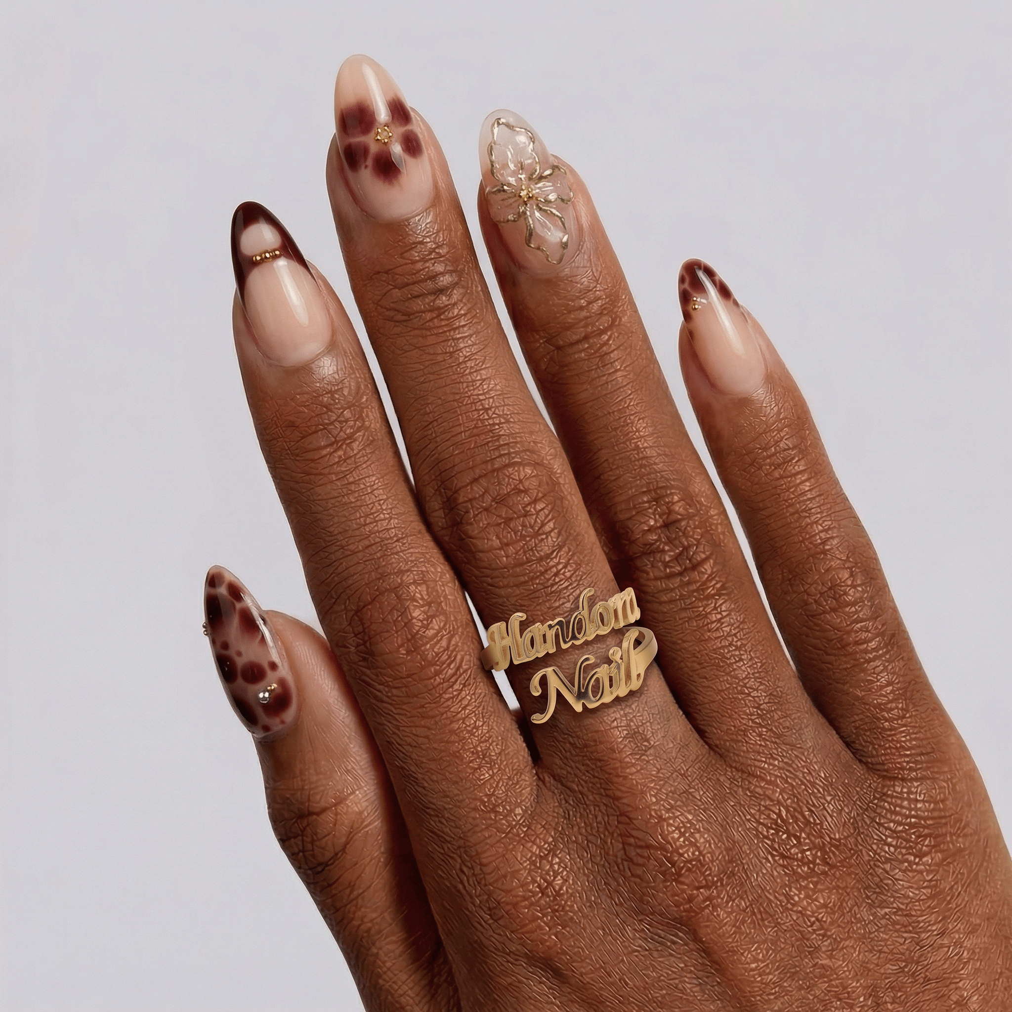 Autumn Orchid autumn nail design – handmade press-on nails by Handora