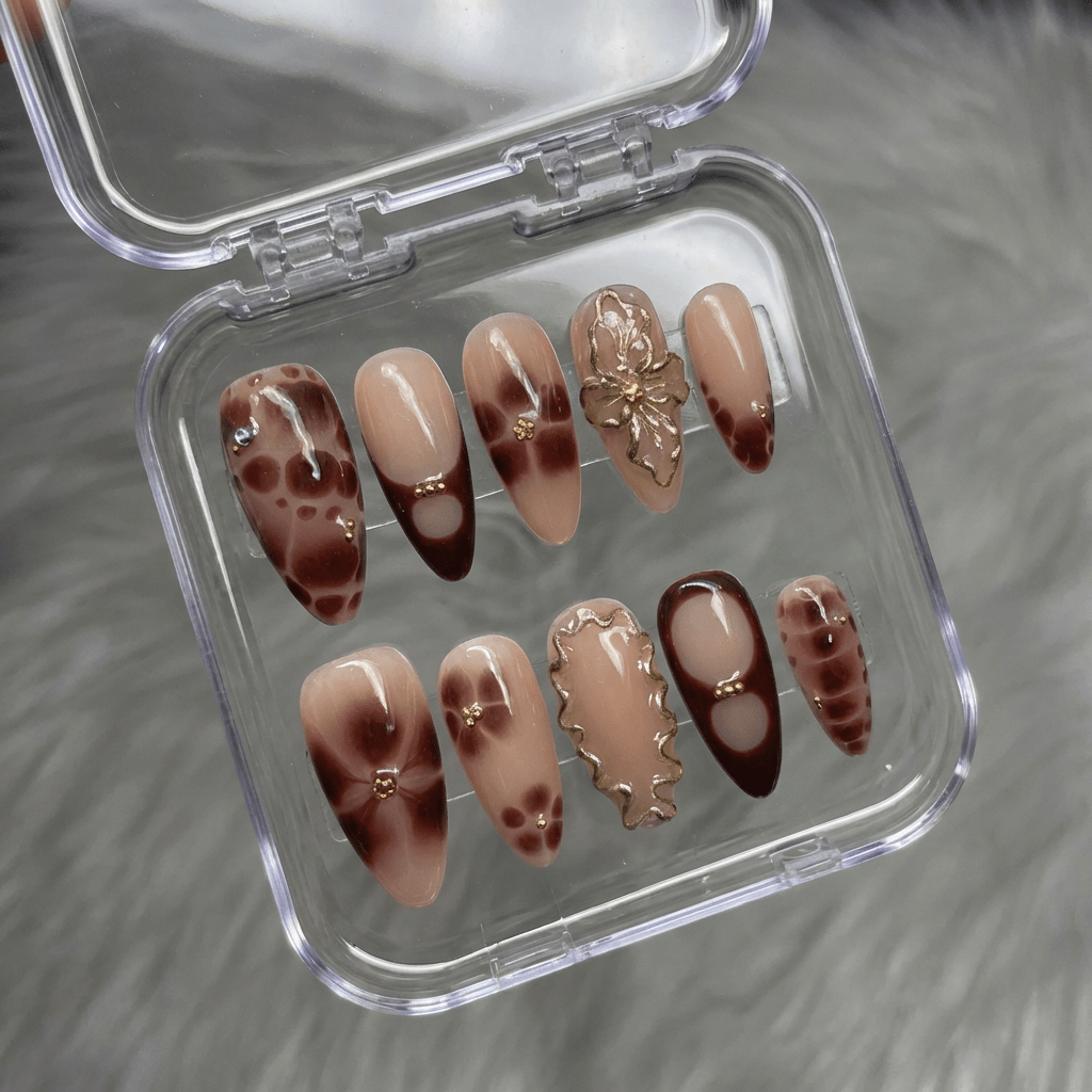 Autumn Orchid full press-on nail set – sizes XS–L by Handora