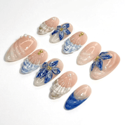 Azure Bloom blue press-on nails by Handora
