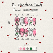 Azure Blossom press-on nails – design close-up by Handora