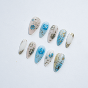 Azure Cosmo press-on nails – design close-up by Handora
