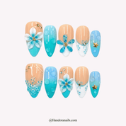Azure Dewdrop blue press-on nails by Handora