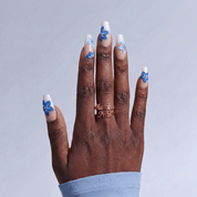 Azure Floral press-on nails – hand-painted reusable gel set by Handora