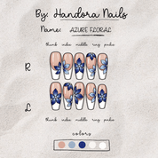 Azure Floral full press-on nail set – sizes XS–L by Handora