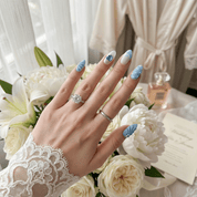 Azure Gem press-on nails – hand-painted reusable gel set by Handora