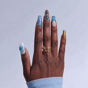 Azure Gilded nail design – handmade press-on nails by Handora