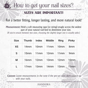 Azure Melody press-on nails – design close-up by Handora