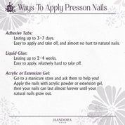 Azure Melody press-on nails – hand-painted reusable gel set by Handora