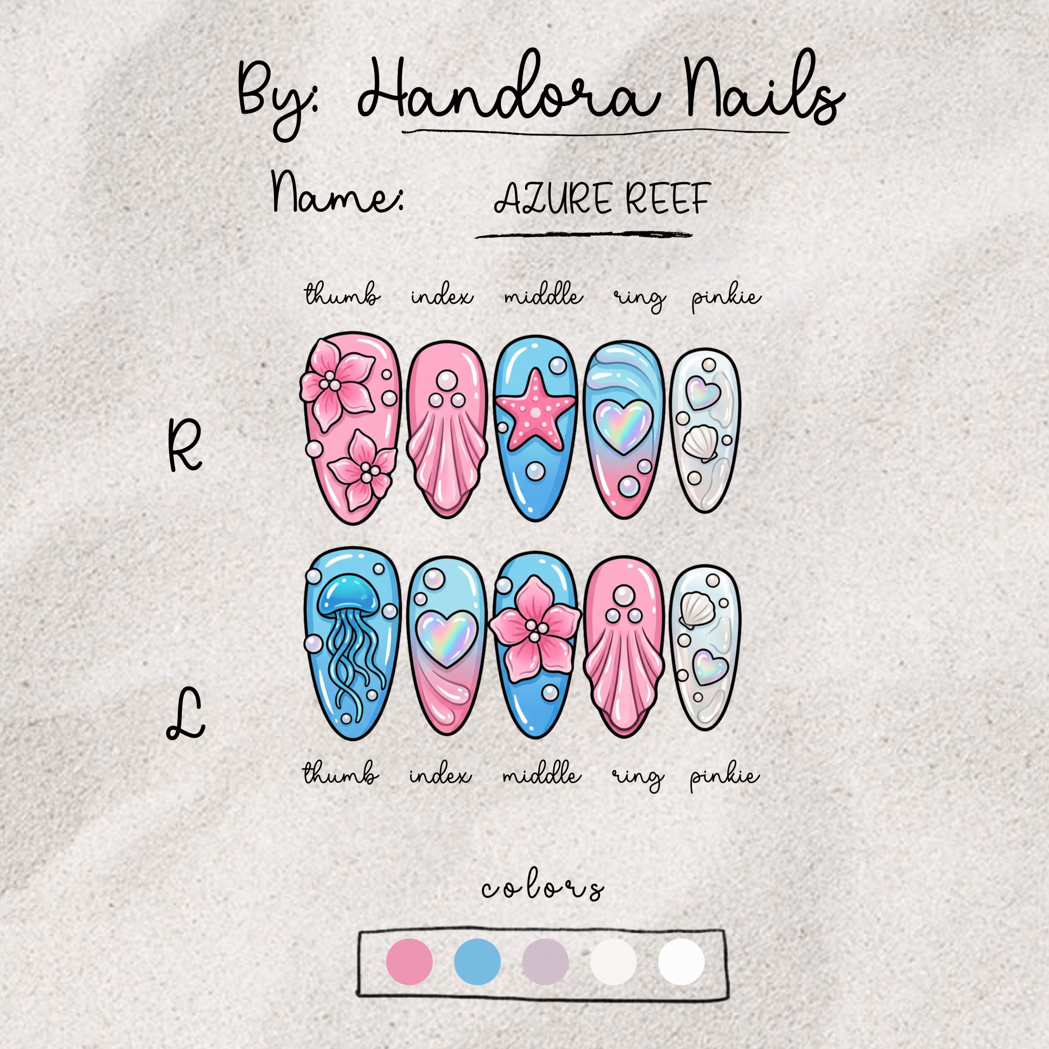 Azure Reef blue press-on nails by Handora