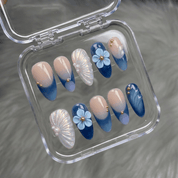 Azure Shell 3d nail design – handmade press-on nails by Handora