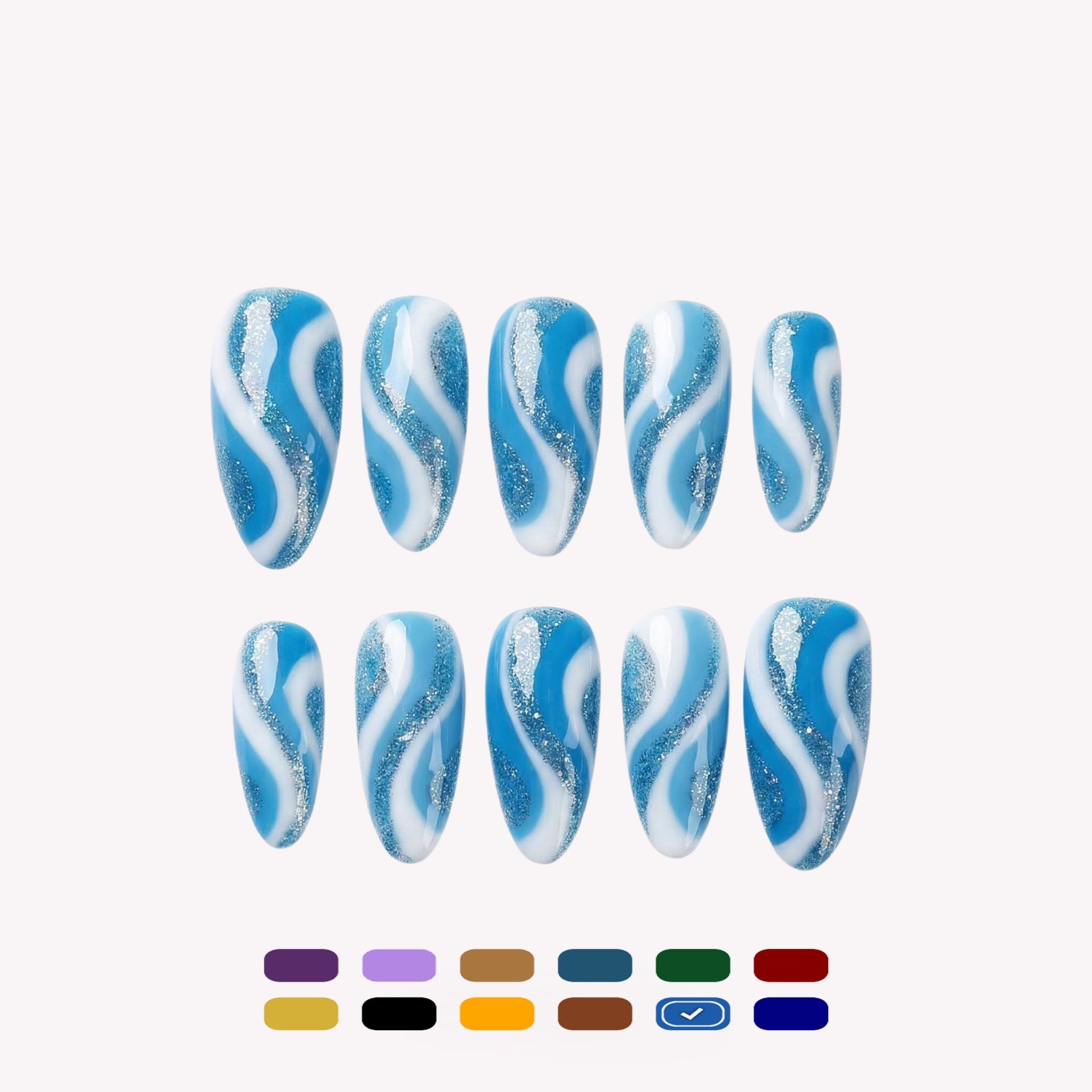 Azure Swirl Press-On Nails | Handora – Handora Nails
