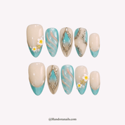 Azure Wavelet blue press-on nails by Handora