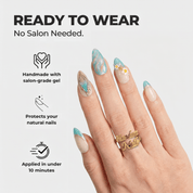 Azure Wavelet press-on nails – design close-up by Handora