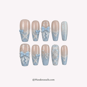 Ballet Blue blue 3d press-on nails by Handora