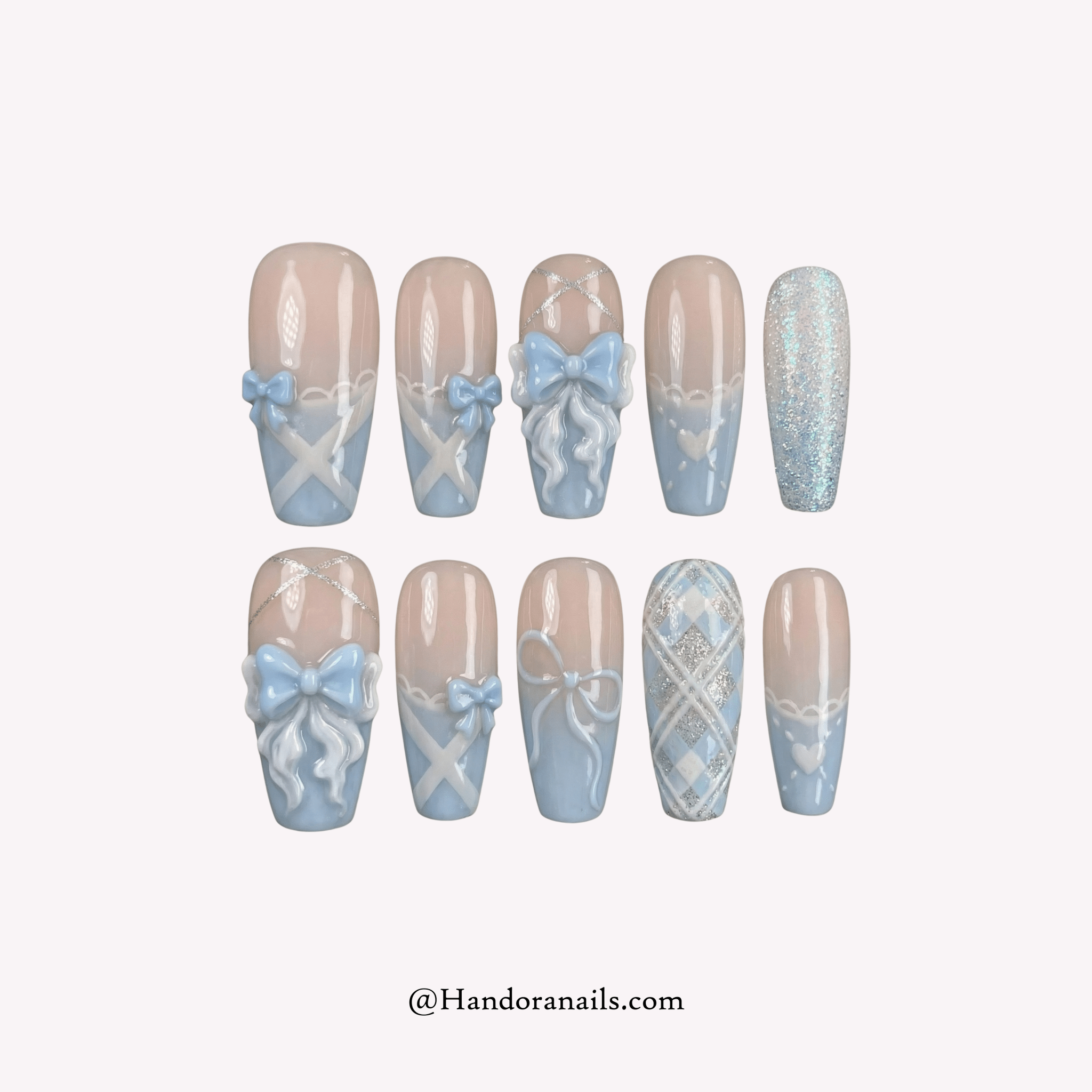 Ballet Blue blue 3d press-on nails by Handora