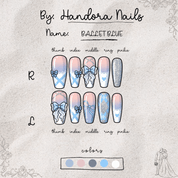 Ballet Blue press-on nails – design close-up by Handora