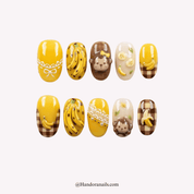 Banana Monkey kawaii press-on nails by Handora