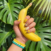 Banana Monkey press-on nails – hand-painted reusable gel set by Handora