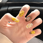 Banana Monkey kawaii nail design – handmade press-on nails by Handora