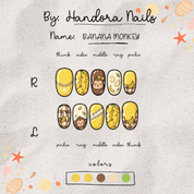 Banana Monkey salon-quality handmade press-on nails by Handora