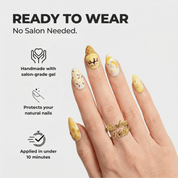 Banana Sundae press-on nails – design close-up by Handora