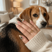 Beagle Plaid press-on nails – hand-painted reusable gel set by Handora