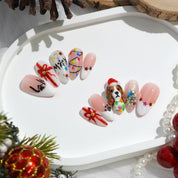 Beagle Spark press-on nails – hand-painted reusable gel set by Handora